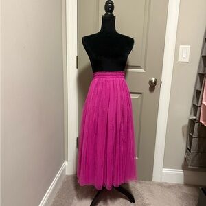 Fuchsia Pink Tulle Midi Skirt